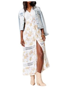 Audrey Parks+Francesca’s Cream Floral Lace Maxi Dress Garden Party Sz M